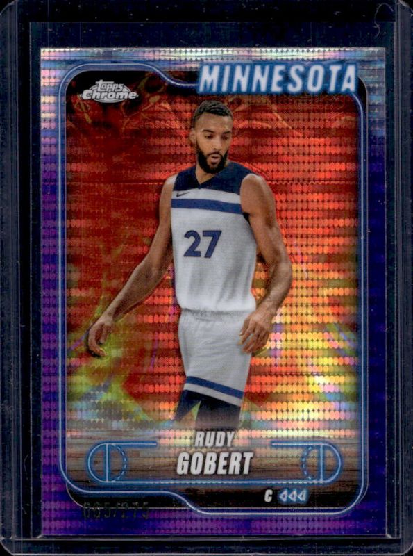 Rudy Gobert 2024 Topps Chrome #90 Purple Sonar Refractor /275 RAW