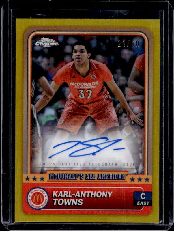 Karl-Anthony Towns 2024 Topps Chrome McDonald's All-American #98 Base Autographs - Gold Refractor /50 RAW