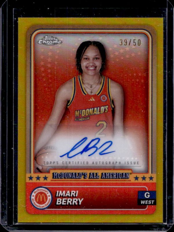 Imari Berry 2024 Topps Chrome McDonald's All-American #63 Base Autographs - Gold Refractor /50 RAW
