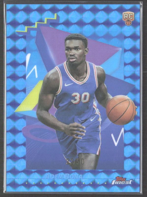 Adem Bona 2024 Topps Finest #174 Base Uncommon - Blue Geometric Refractor /50 RAW