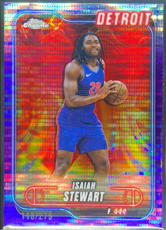 Isaiah Stewart 2024 Topps Chrome #116 Purple Sonar Refractor /275 RAW