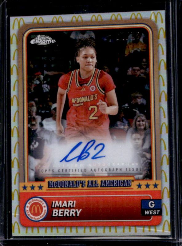 Imari Berry 2024 Topps Chrome McDonald's All-American #13 Base Autographs - McDonald's Logo Refractor /75 RAW