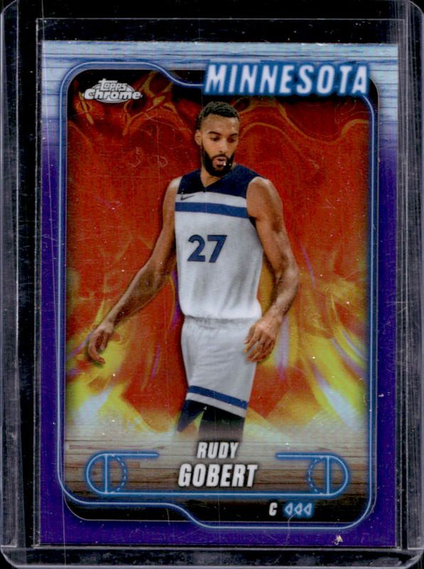 Rudy Gobert 2024 Topps Chrome #90 Purple Refractor RAW