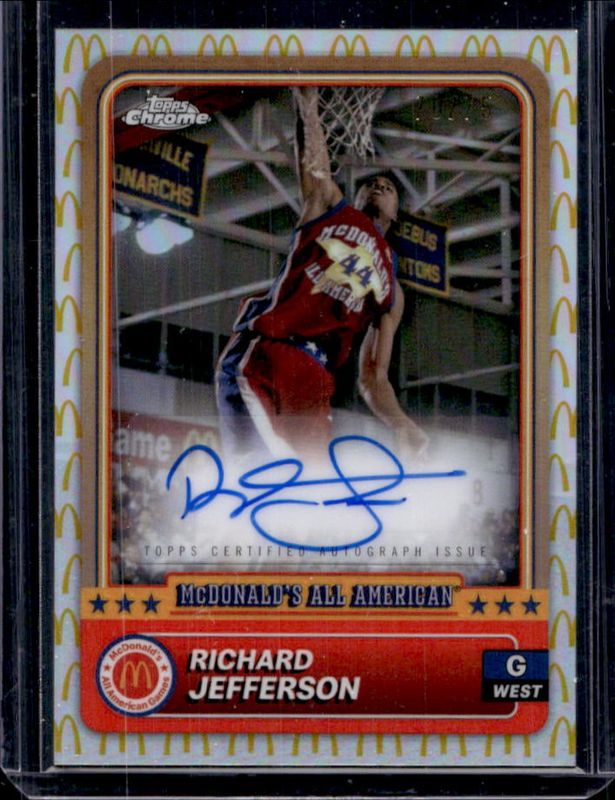 Richard Jefferson 2024 Topps Chrome McDonald's All-American #36 Base Autographs - McDonald's Logo Refractor /75 RAW