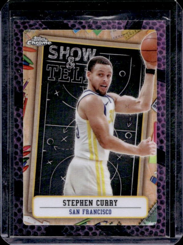 Stephen Curry 2024 Topps Chrome #ST-7 Show & Tell - Pink Basketball Refractor RAW