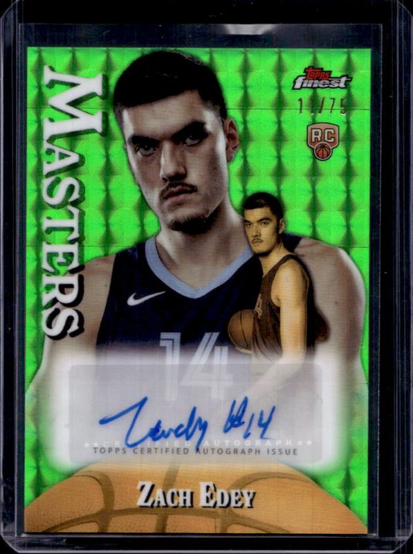 Zach Edey 2024 Topps Finest #MA-ZE Masters Autographs - Green Geometric Refractor /75 Rookie RAW