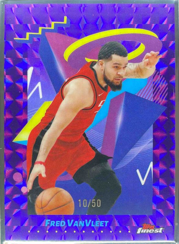 Fred VanVleet 2024 Topps Finest #231 Base Rare - Purple Geometric Refractor /50 RAW