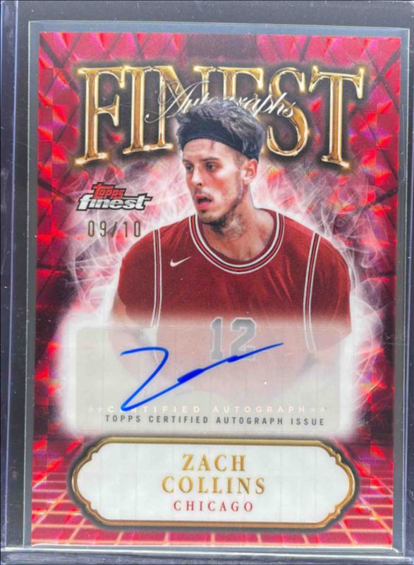 Zach Collins 2024 Topps Finest #FA-DA Finest Autographs - Red Black Geometric Refractor /10 RAW