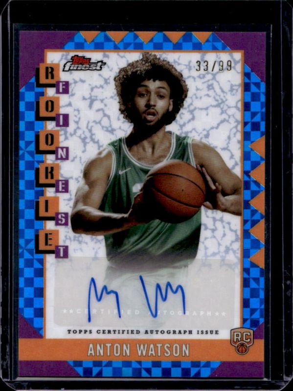 Anton Watson 2024 Topps Finest #RFA-AW Rookie Finest Autographs - Blue X-Fractor /99 RAW