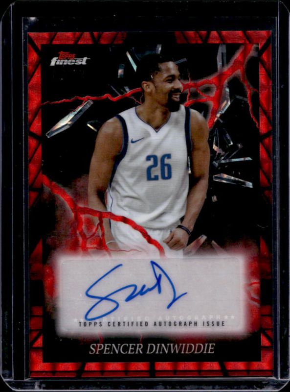 Spencer Dinwiddie 2024 Topps Finest #ES-SD Electrifying Signatures - Red Black Geometric Refractor /10 RAW