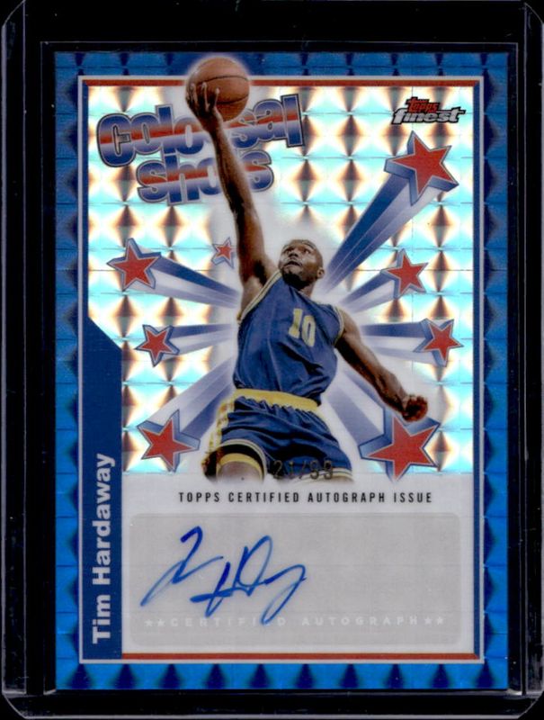 Tim Hardaway 2024 Topps Finest #BSA-THA Colossal Shots Autographs - Blue Geometric Refractor /99 RAW