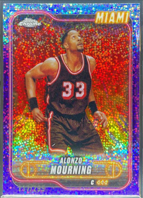 Alonzo Mourning 2024 Topps Chrome #9 Purple Speckle Refractor /299 RAW