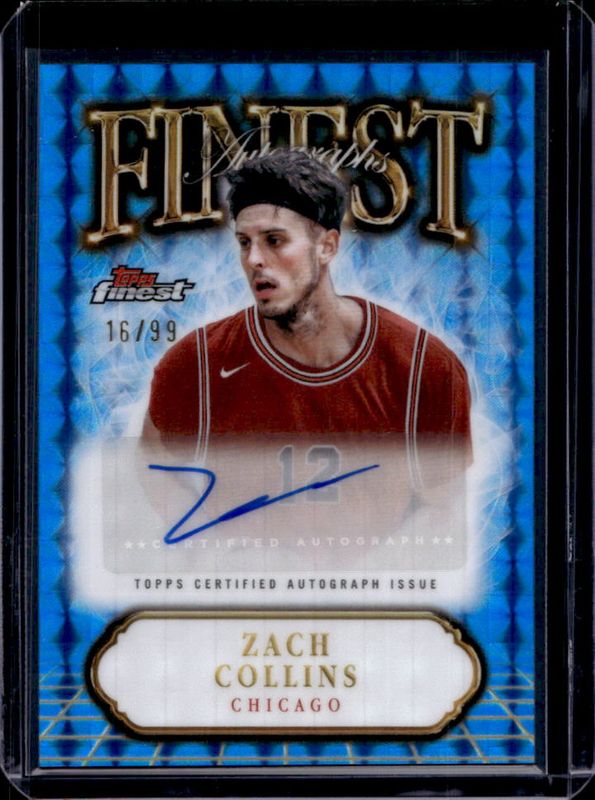 Zach Collins 2024 Topps Finest #FA-DA Finest Autographs - Blue Geometric Refractor /99 RAW