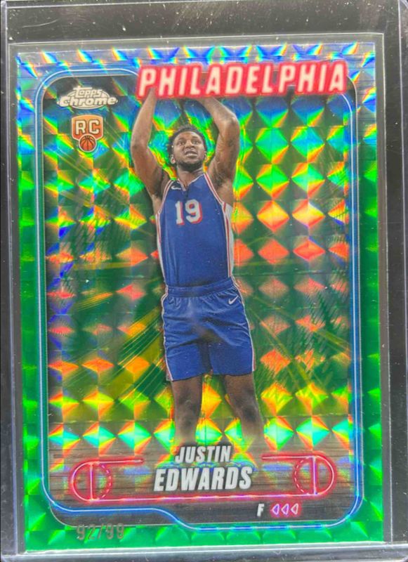 Justin Edwards 2024 Topps Chrome #161 Green Geometric Refractor /99 RAW