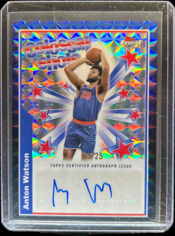 Anton Watson 2024 Topps Finest #BSA-AW Colossal Shots Autographs - Black Geometric Refractor /25 RAW