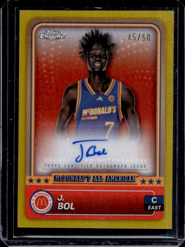J Bol 2024 Topps Chrome McDonald's All-American #76 Base Autographs - Gold Refractor /50 RAW