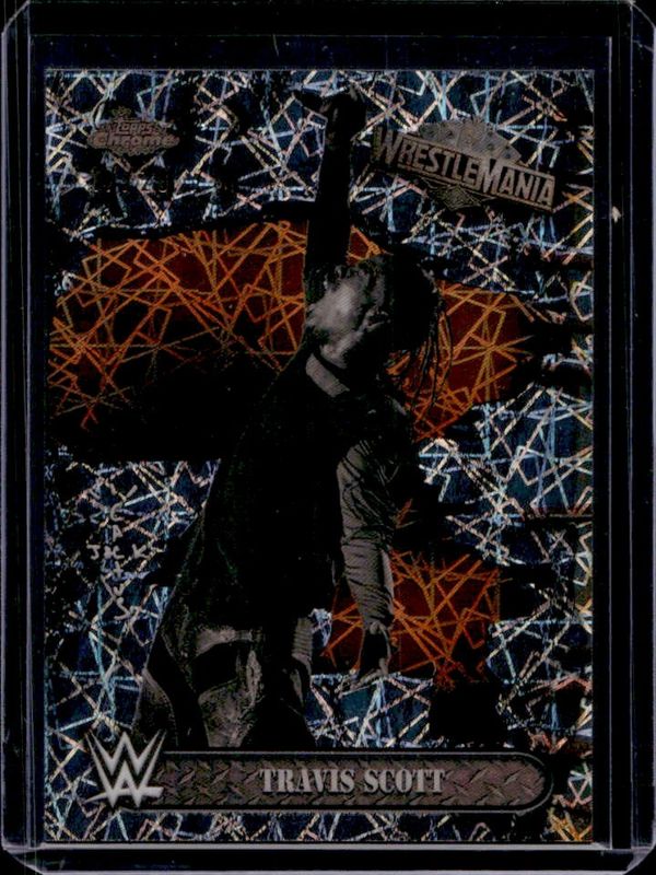 2025 Topps Chrome WWE Cactus Jack x Wrestlemania #100 Laser Ray Wave Refractor /20