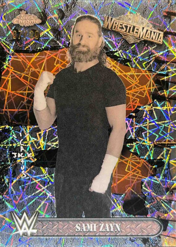 2025 Topps Chrome WWE Cactus Jack x Wrestlemania #72 Laser Ray Wave Refractor /20