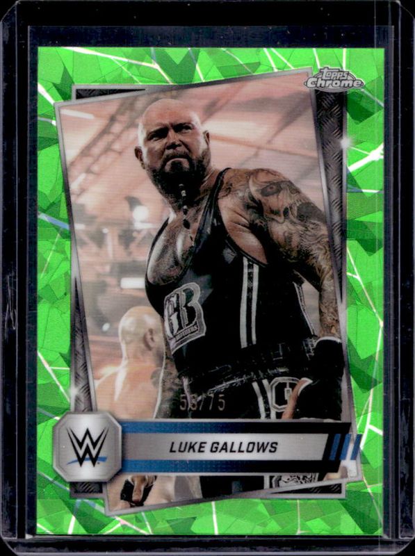 Luke Gallows 2025 Topps Chrome WWE Sapphire Edition #155 Base Chrome - Green Refractor /75 RAW