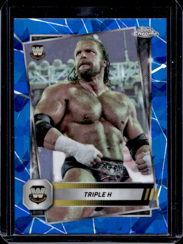 Triple H 2025 Topps Chrome WWE Sapphire Edition #22 Base Chrome RAW