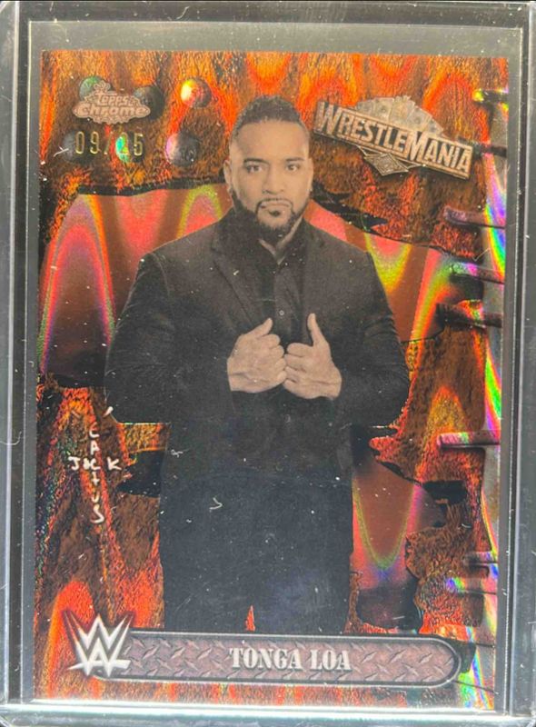 2025 Topps Chrome WWE Cactus Jack x Wrestlemania #37 Orange Ray Wave Refractor /25