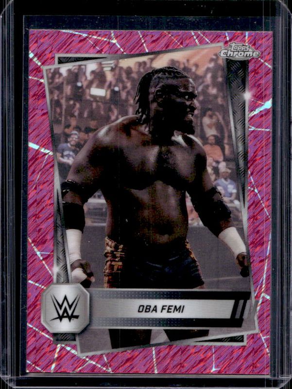 Oba Femi 2025 Topps Chrome WWE #113 Pink Shimmer Refractor RAW