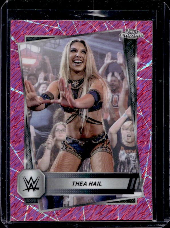 Thea Hail 2025 Topps Chrome WWE #81 Pink Shimmer Refractor RAW