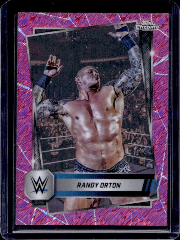 Randy Orton 2025 Topps Chrome WWE #14 Pink Shimmer Refractor RAW