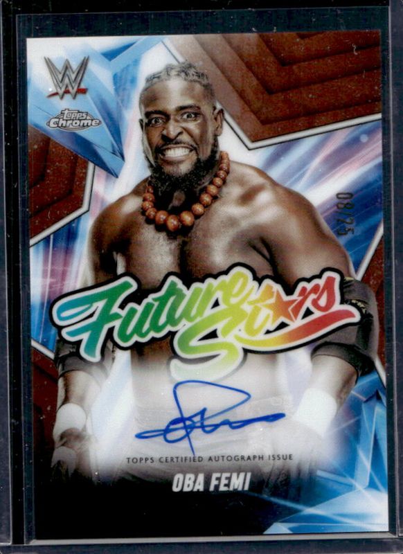 Oba Femi 2025 Topps Chrome WWE #FSA-OF Future Stars Autographs - Orange Refractor /25 RAW