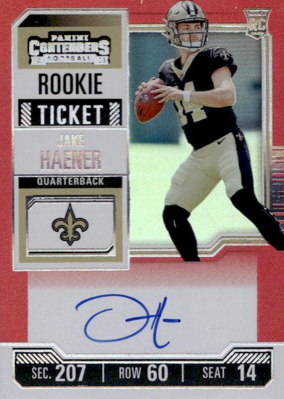 Jake Haener 2023 Contenders #113 Rookie Ticket Auto - Red Zone Ticket RAW
