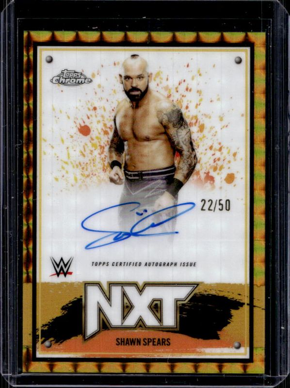 Shawn Spears 2025 Topps Chrome WWE #NXT-SSP NXT Chrome Autographs - Gold Geometric Refractor /50 RAW