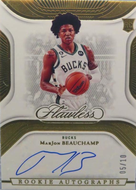 MarJon Beauchamp 2022 Flawless #DA-MJB Distinguished Autographs - Gold /10 Rookie PSA 10