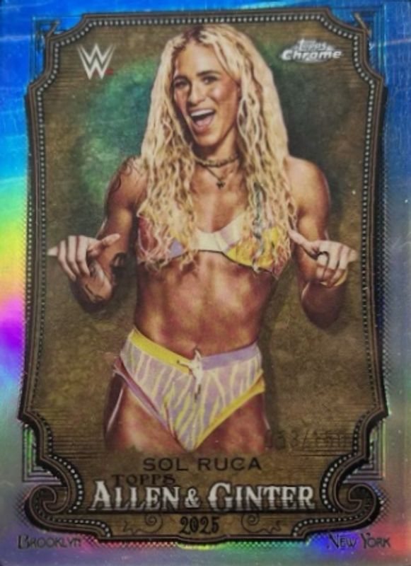 Sol Ruca 2025 Topps Chrome WWE #AG-SOL Allen & Ginter - Blue Refractor /150 RAW