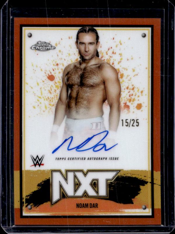 Noam Dar 2025 Topps Chrome WWE #NXT-DAR NXT Chrome Autographs - Orange Refractor /25 RAW