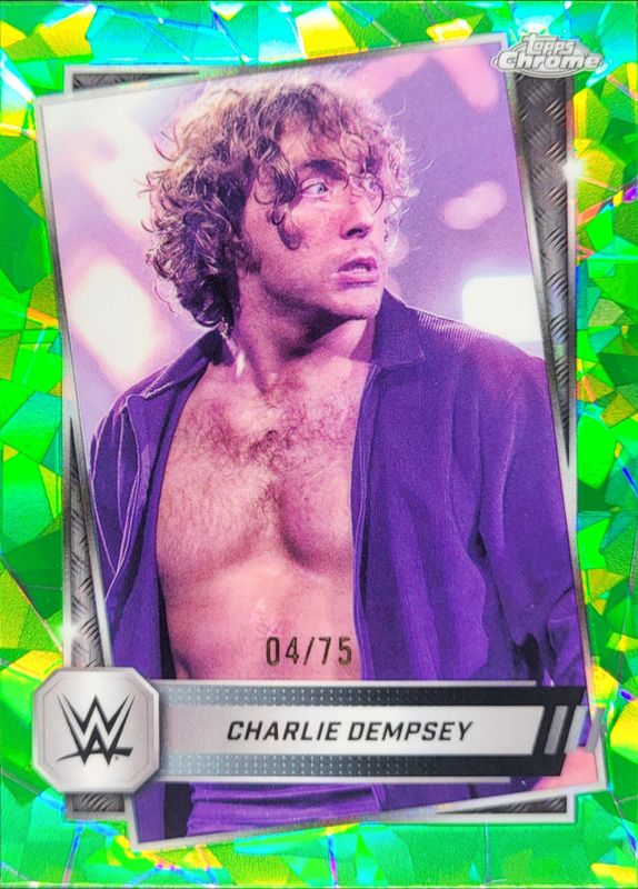 Charlie Dempsey 2025 Topps Chrome WWE #200 Neon Green Geometric Refractor /75 RAW