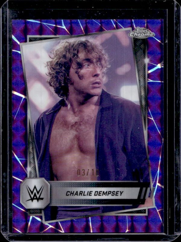Charlie Dempsey 2025 Topps Chrome WWE #200 Purple Geometric Refractor /10 RAW