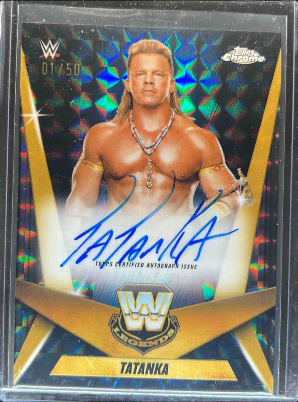 2025 Topps Chrome WWE #LCA-TT Legendary Chrome Autographs - Gold Geometric Refractor /50