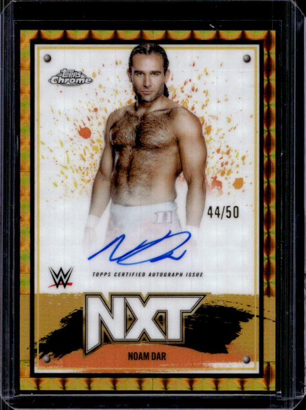 Noam Dar 2025 Topps Chrome WWE #NXT-DAR NXT Chrome Autographs - Gold Geometric Refractor /50 RAW
