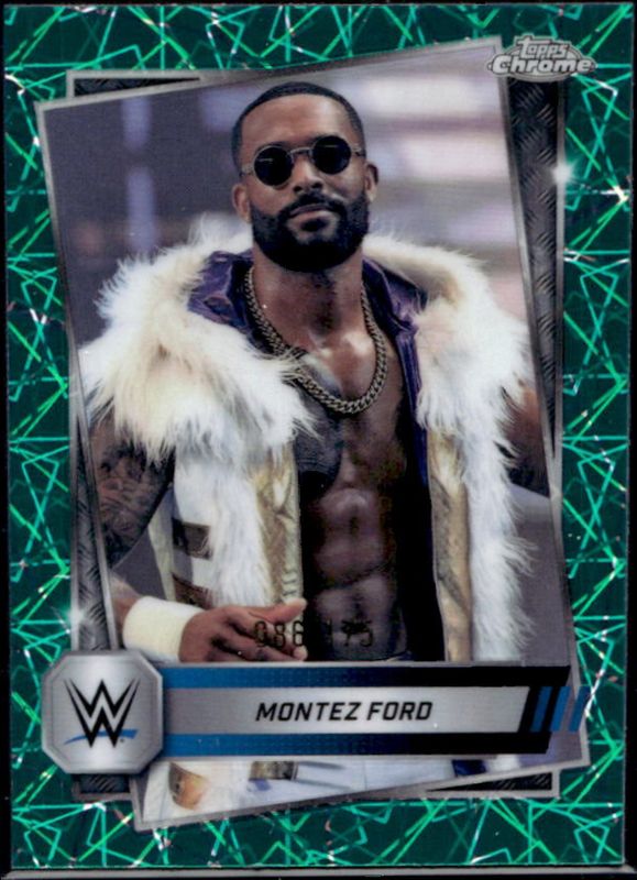 Montez Ford 2025 Topps Chrome WWE #185 Teal Lazer Refractor /175 RAW