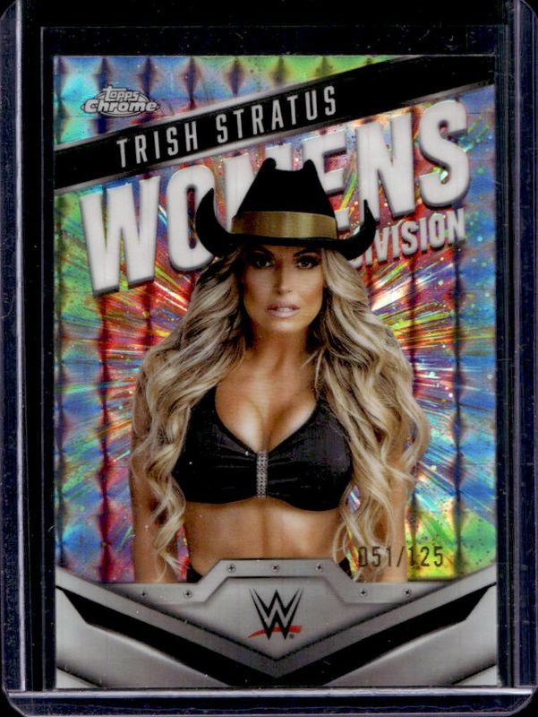 Trish Stratus 2025 Topps Chrome WWE #WD-TRI Women's Division - Aqua Geometric Refractor /125 RAW