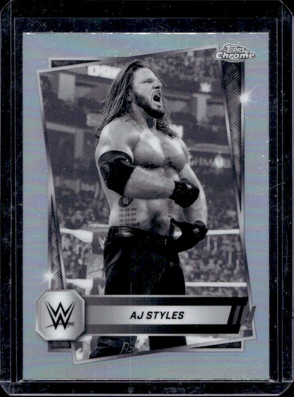 AJ Styles 2025 Topps Chrome WWE #37 Sepia Refractor RAW