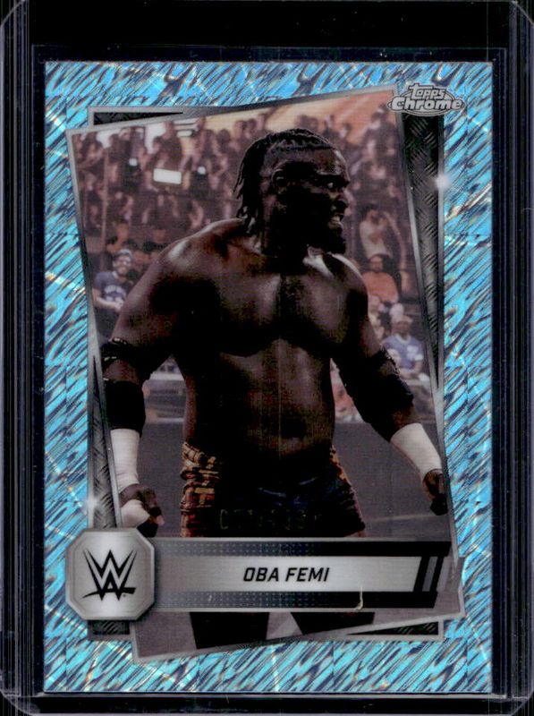 Oba Femi 2025 Topps Chrome WWE #113 Aqua Shimmer Refractor /199 RAW