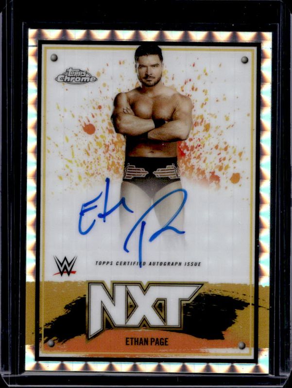 Ethan Page 2025 Topps Chrome WWE #NXT-EPG NXT Chrome Autographs - Geometric Refractor RAW