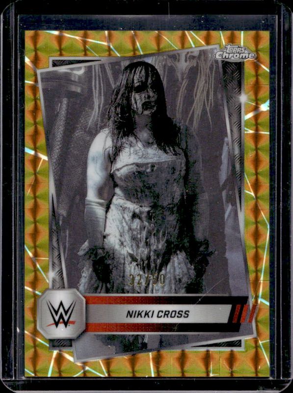 Nikki Cross 2025 Topps Chrome WWE #75 Gold Geometric Refractor /50 RAW