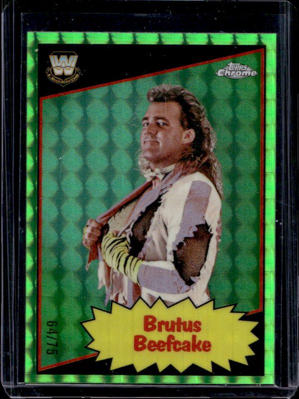 Brutus Beefcake 2025 Topps Chrome WWE #85TL-BF 1985 Legends - Neon Green Geometric Refractor /75 RAW