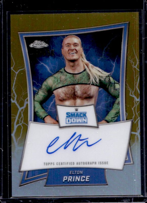 Elton Prince 2025 Topps Chrome WWE #BBA-ELT Blue Brand Autographs - Gold Refractor /50 RAW