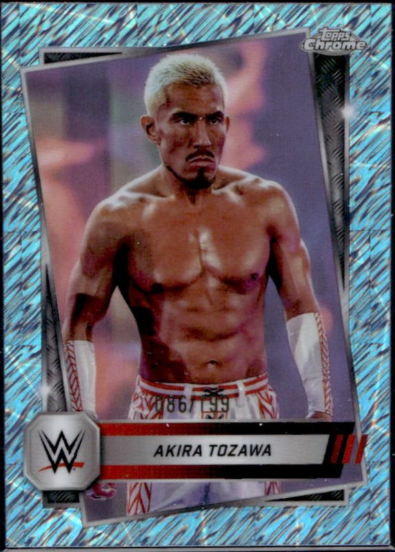 Akira Tozawa 2025 Topps Chrome WWE #71 Aqua Shimmer Refractor /199 RAW