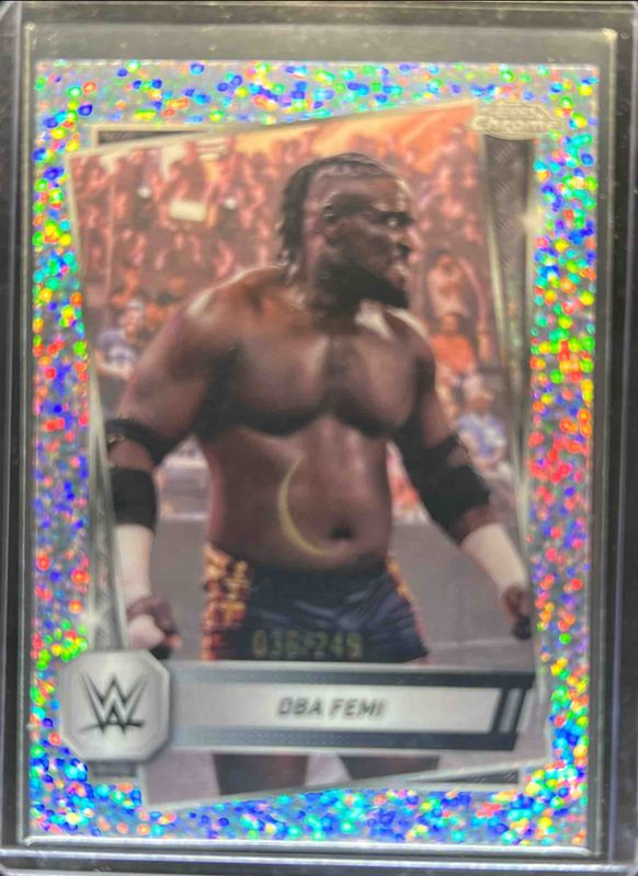 Oba Femi 2025 Topps Chrome WWE #113 Speckle Refractor /249 RAW