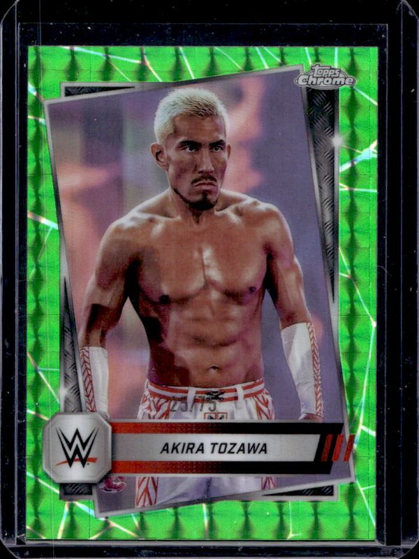 Akira Tozawa 2025 Topps Chrome WWE #71 Neon Green Geometric Refractor /75 RAW