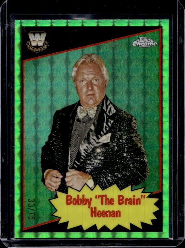 Bobby Heenan 2025 Topps Chrome WWE #85TL-BH 1985 Legends - Neon Green Geometric Refractor /75 RAW